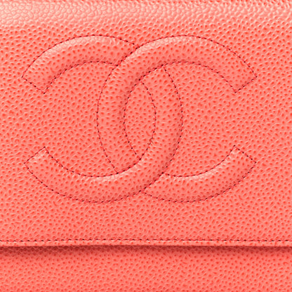 Chanel Caviar Timeless CC Wallet On Chain WOC Coral 5 of 9
