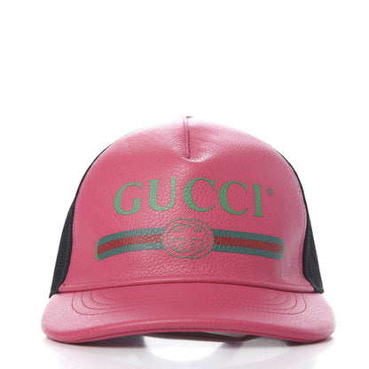 Gucci Cripto Calfskin Logo Baseball Hat M Fuxia Black 3 of 7