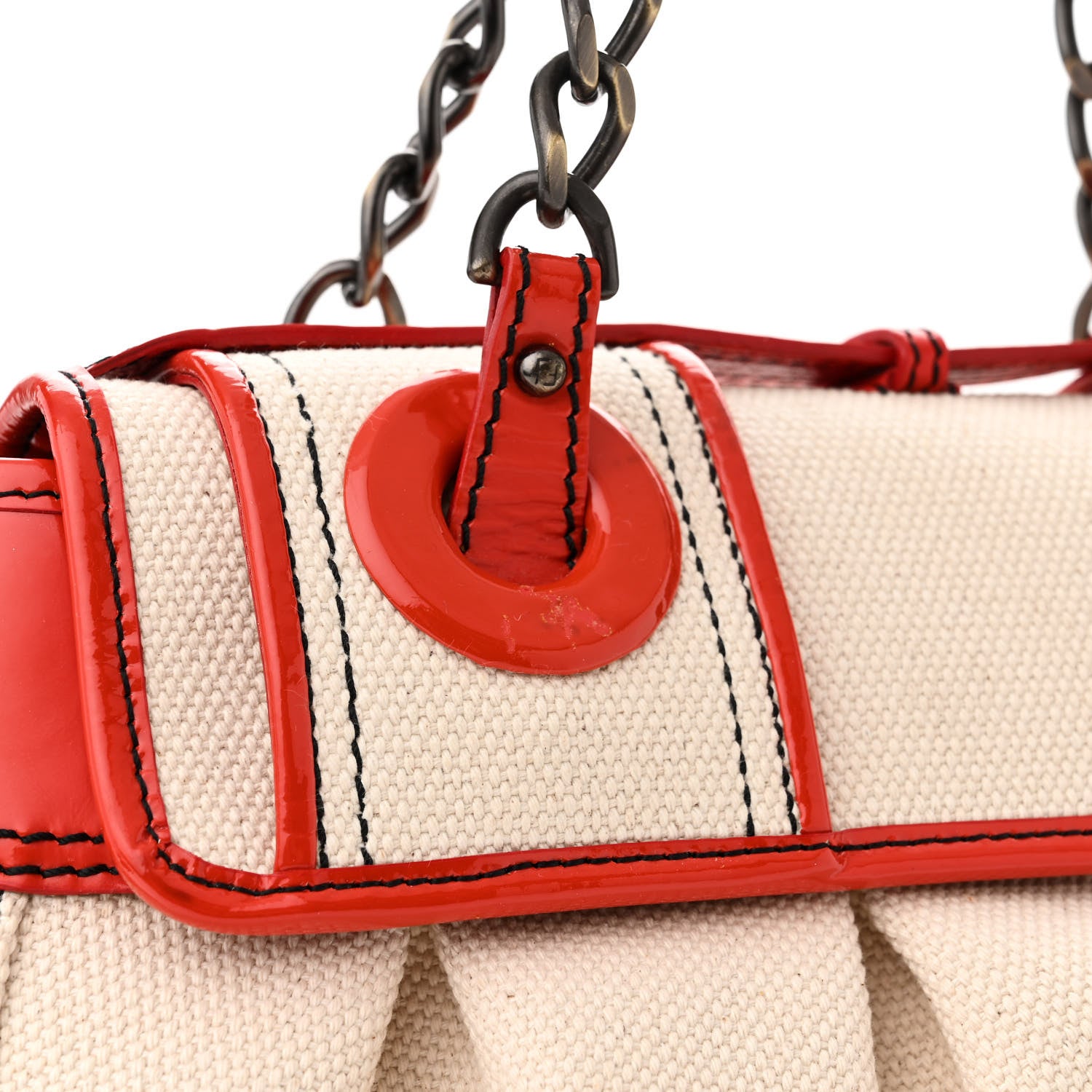 Fendi Canvas Patent B Bag Corda Red 10 of 13