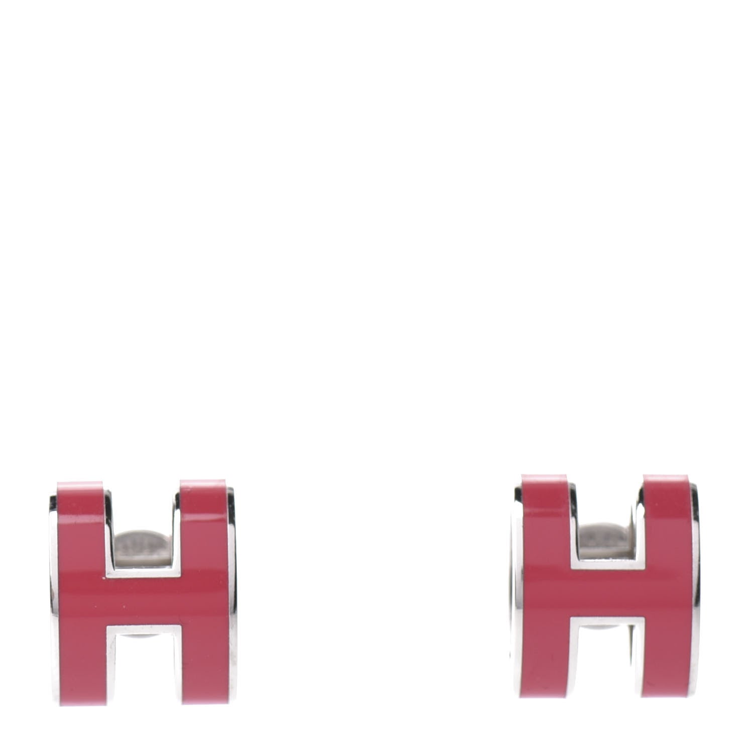 Hermes Palladium Lacquered Pop H Earrings Rose Extreme 1 of 5