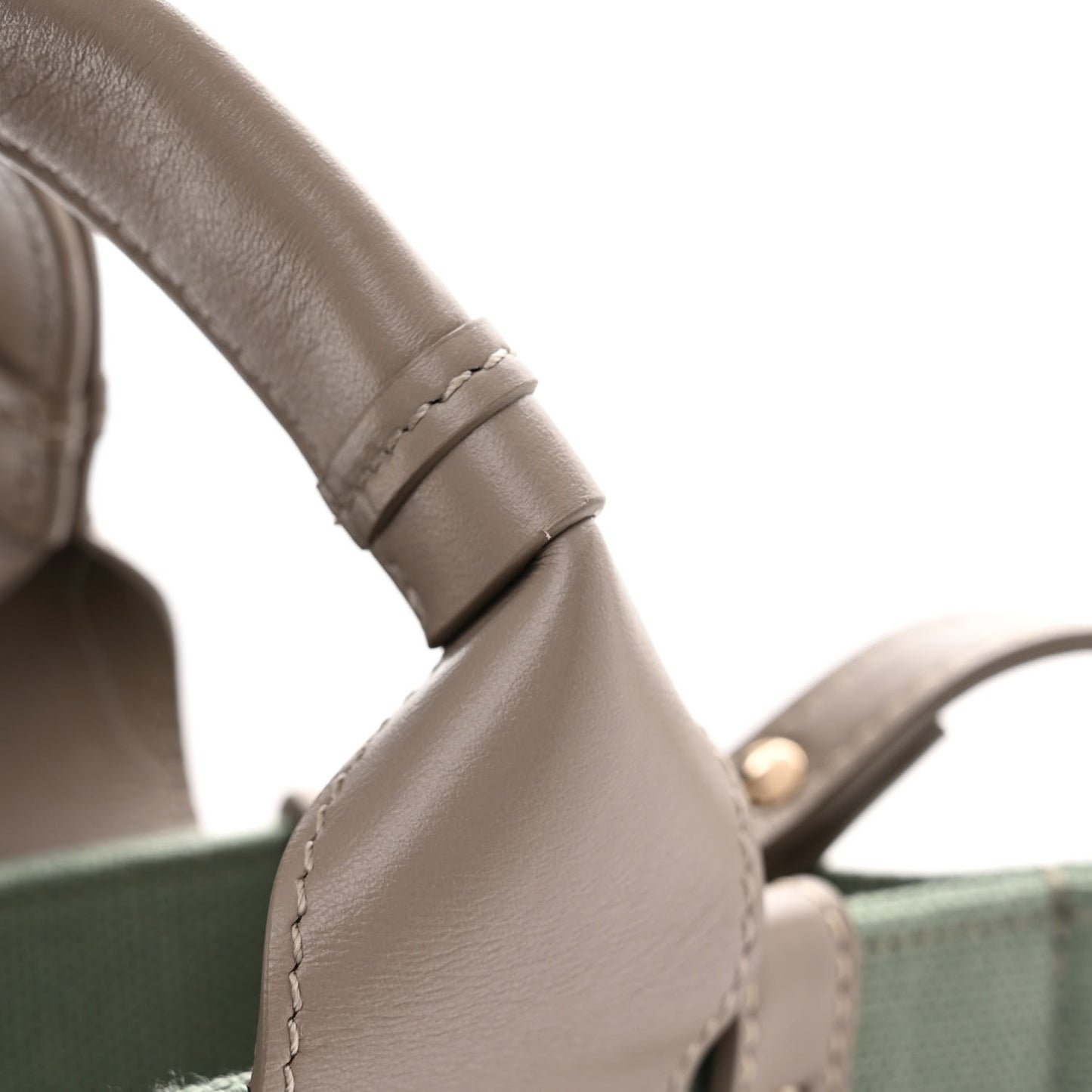 Cotton Calfskin Small Woody Ribbon Tote Faded Green