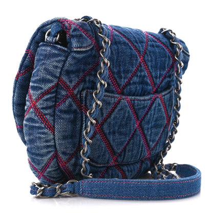Chanel Denim Quilted Coco Beach Messenger Bag Blue 3 of 11