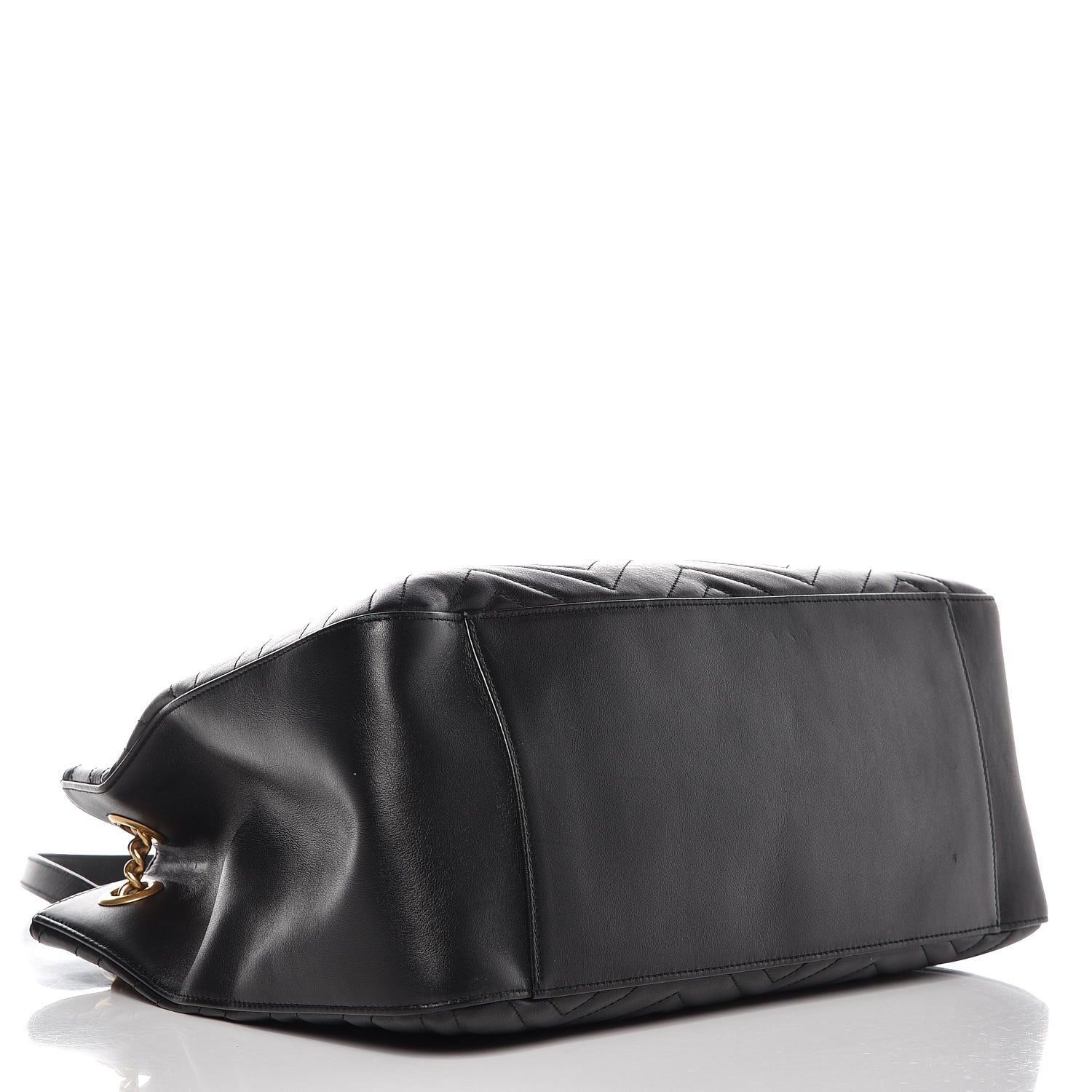 Gucci Calfskin Matelasse Medium GG Marmont Shoulder Tote Bag Black 4 of 7