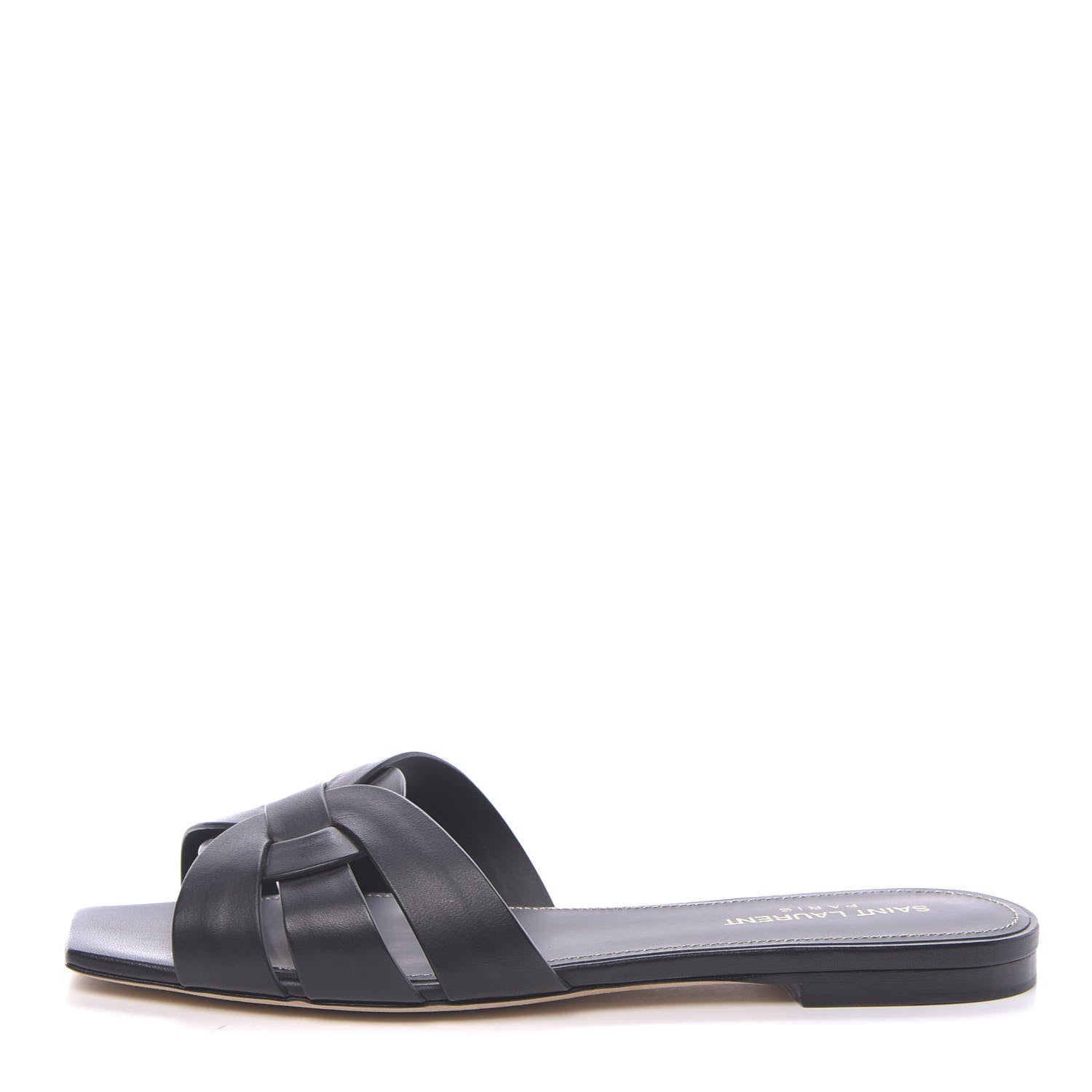 Saint Laurent Calfskin Nu Pied 05 Slide Sandals 38.5 Black 1 of 9