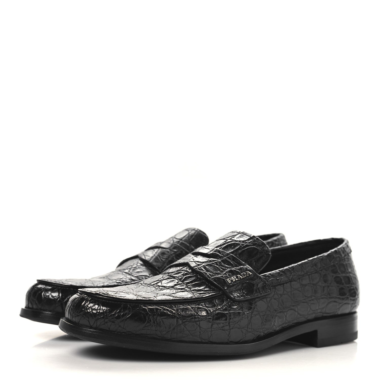 Prada Crocodile Mens Loafers 7 Black 1704430 – FASHIONPHILE