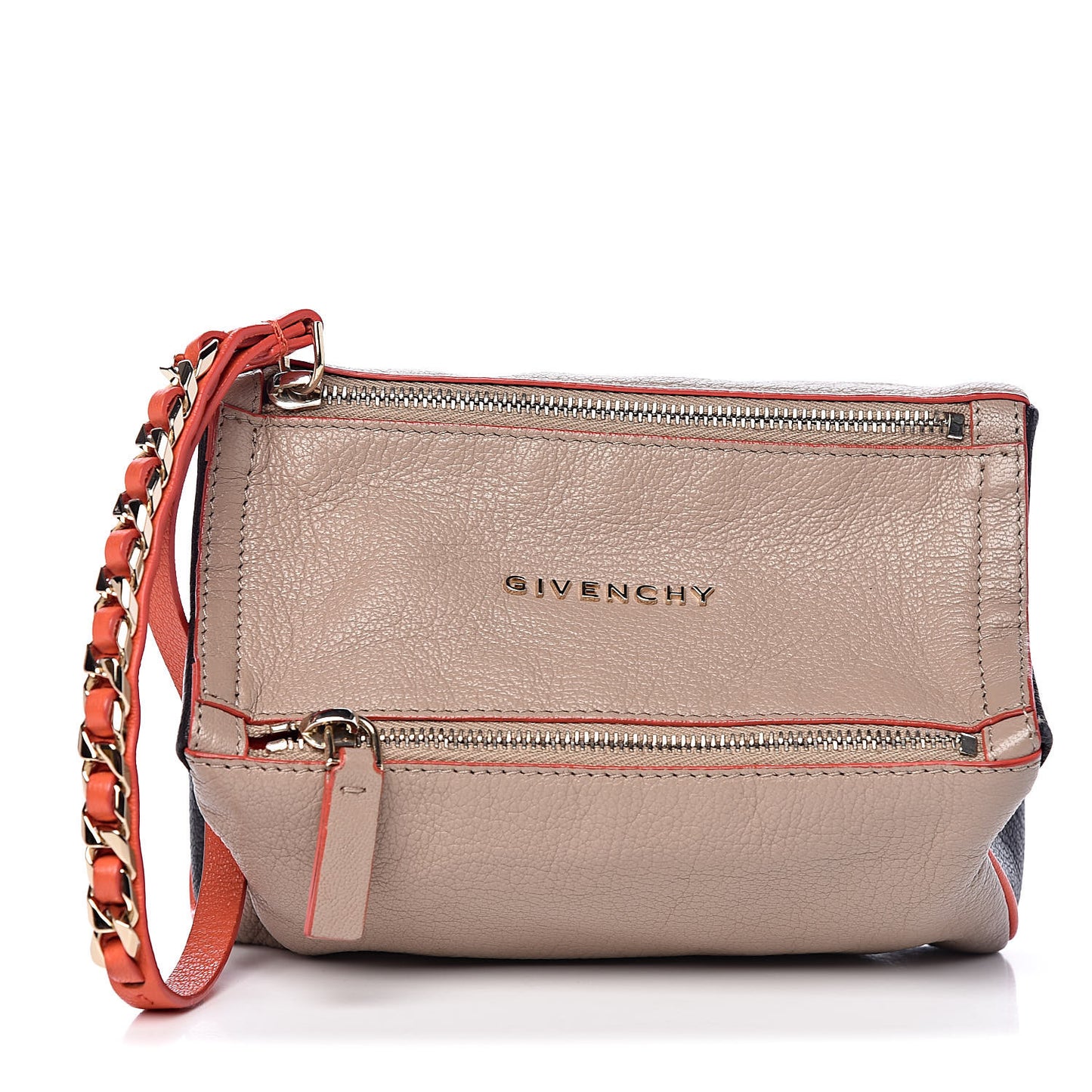 Sugar Goatskin Tri-color Pandora Wristlet Taupe Black Orange