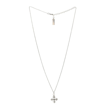 Saint Laurent Metal Crystal Cross Pendant Necklace Silver 3 of 6