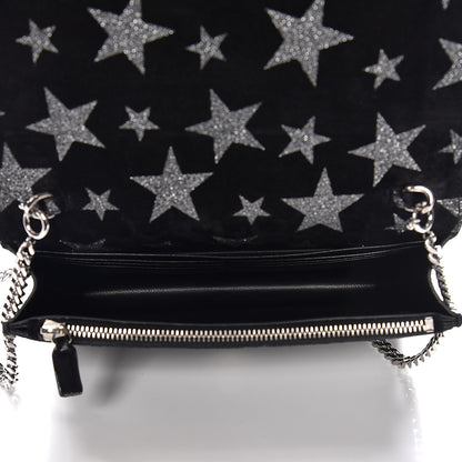 Saint Laurent Suede Calfskin Monogram Tassel Stars Chain Wallet Black 6 of 10