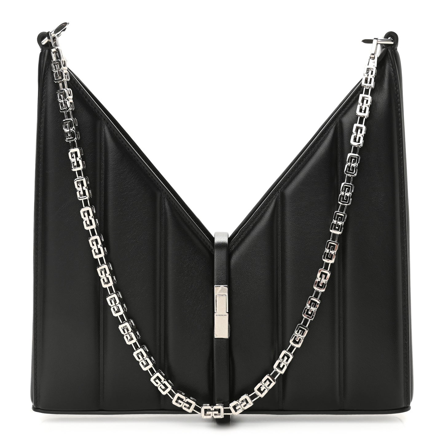 Lambskin Padded Small Cut Out Shoulder Bag Black