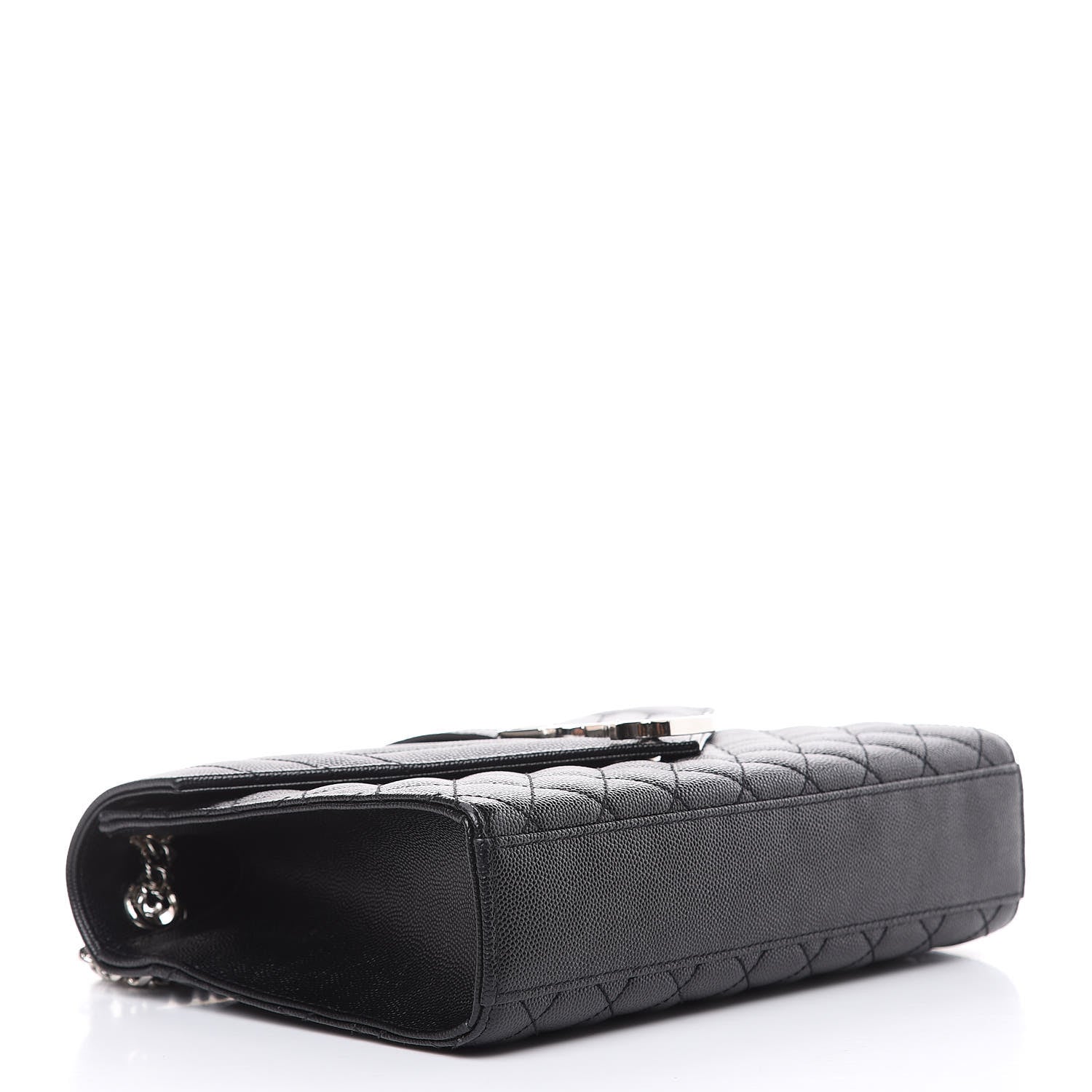 Saint Laurent Grain De Poudre Textured Mixed Matelasse Triquilt Medium Monogram Satchel Black 4 of 10