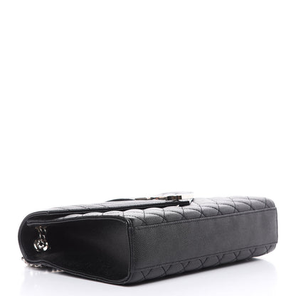 Saint Laurent Grain De Poudre Textured Mixed Matelasse Triquilt Medium Monogram Satchel Black 4 of 10