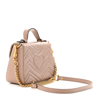 Gucci Calfskin Matelasse Mini GG Marmont Top Handle Shoulder Bag Porcelain Rose 3 of 12