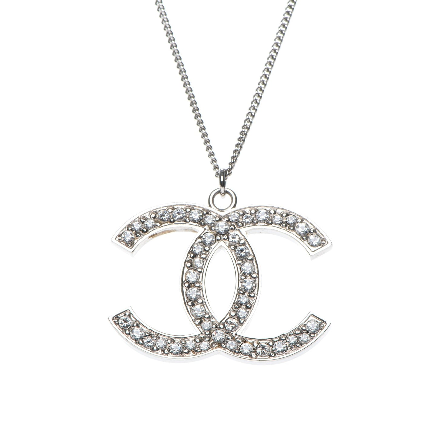 Crystal Large CC Necklace Silver