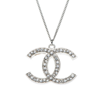 Chanel Crystal Large CC Necklace Silver 3 of 5