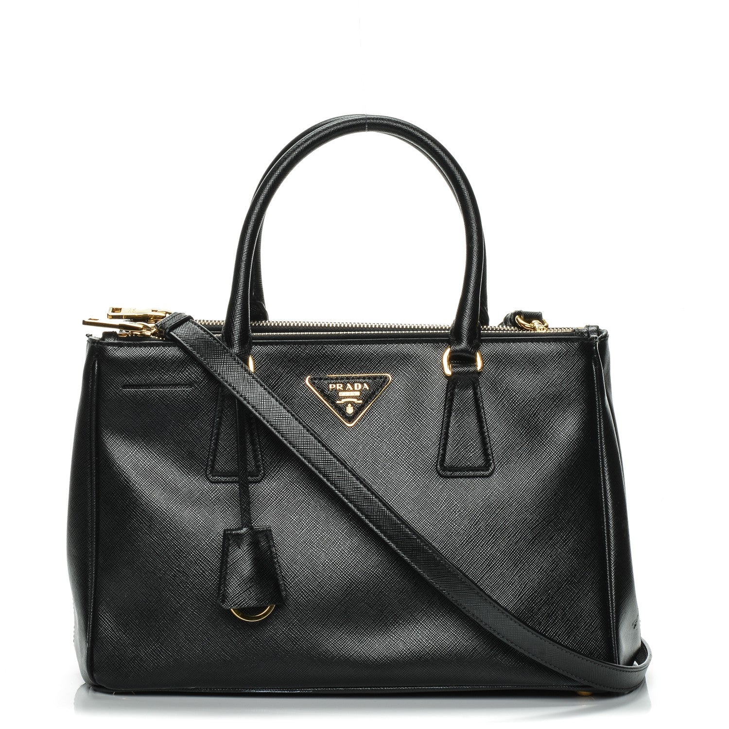 Prada Saffiano Small Galleria Double Zip Tote Black 1 of 8