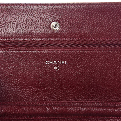 Chanel Caviar Timeless CC Wallet on Chain WOC Dark Red 6 of 9