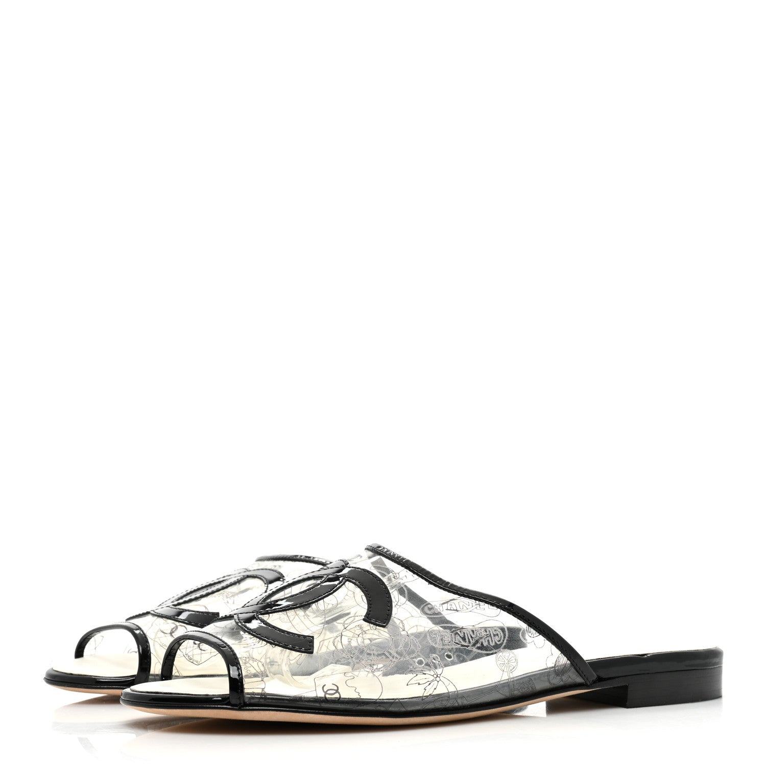 Chanel PVC Fantasy Patent CC Mules 38 Black 3 of 8