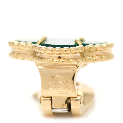Van Cleef & Arpels 18K Yellow Gold Green Chalcedony Vintage Alhambra Clip-On Earrings 3 of 5