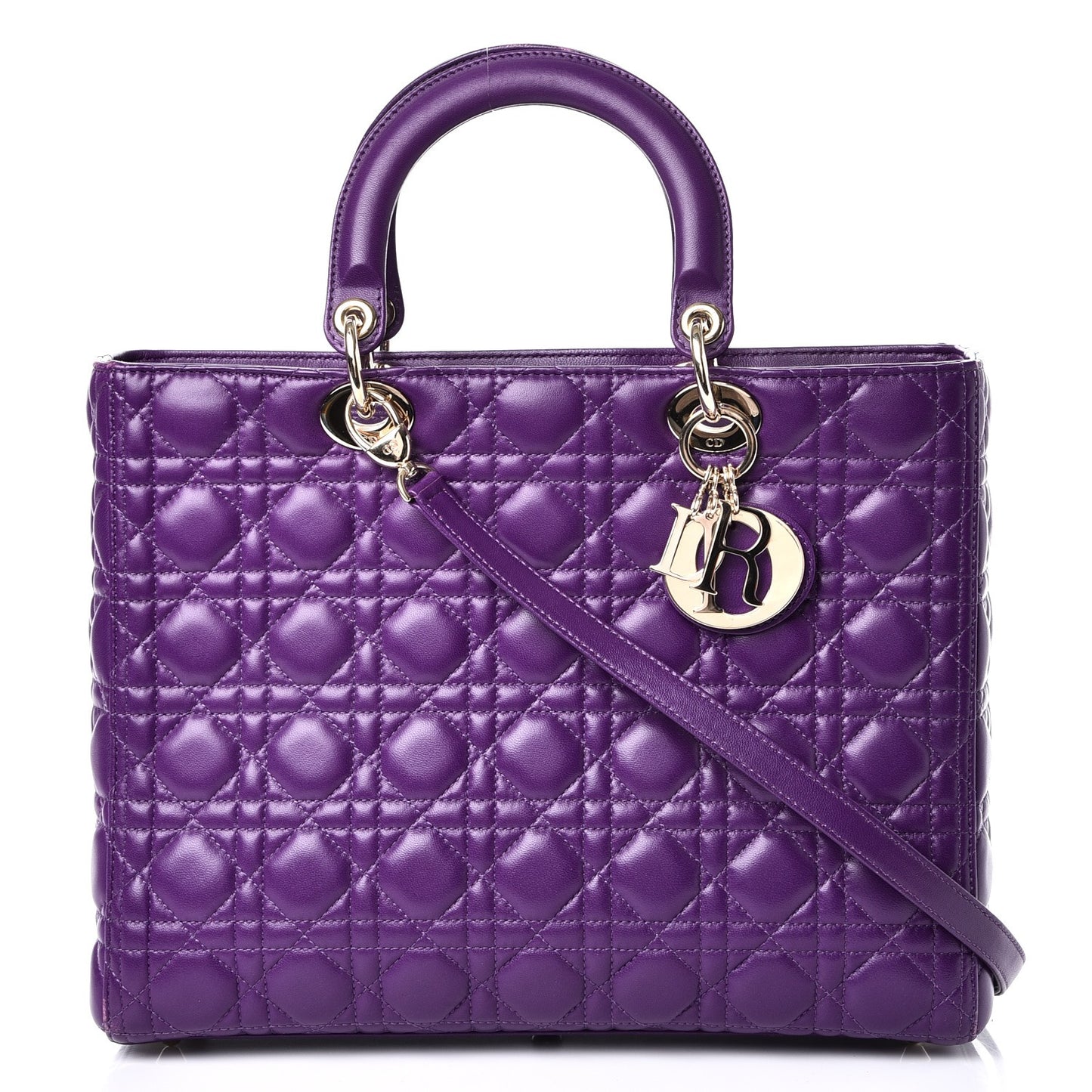 Lambskin Cannage Large Lady Dior Purple