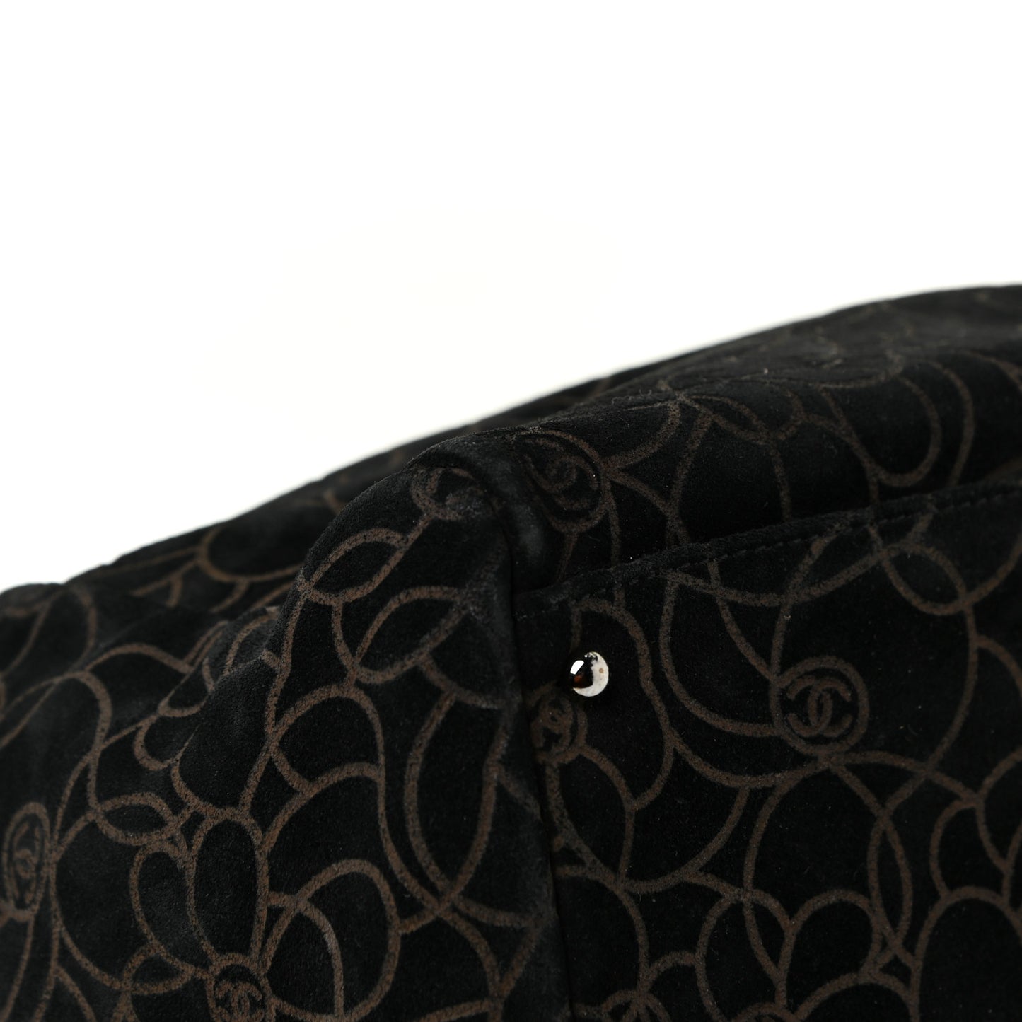 Velvet Camellia Embossed Shoulder Bag Black