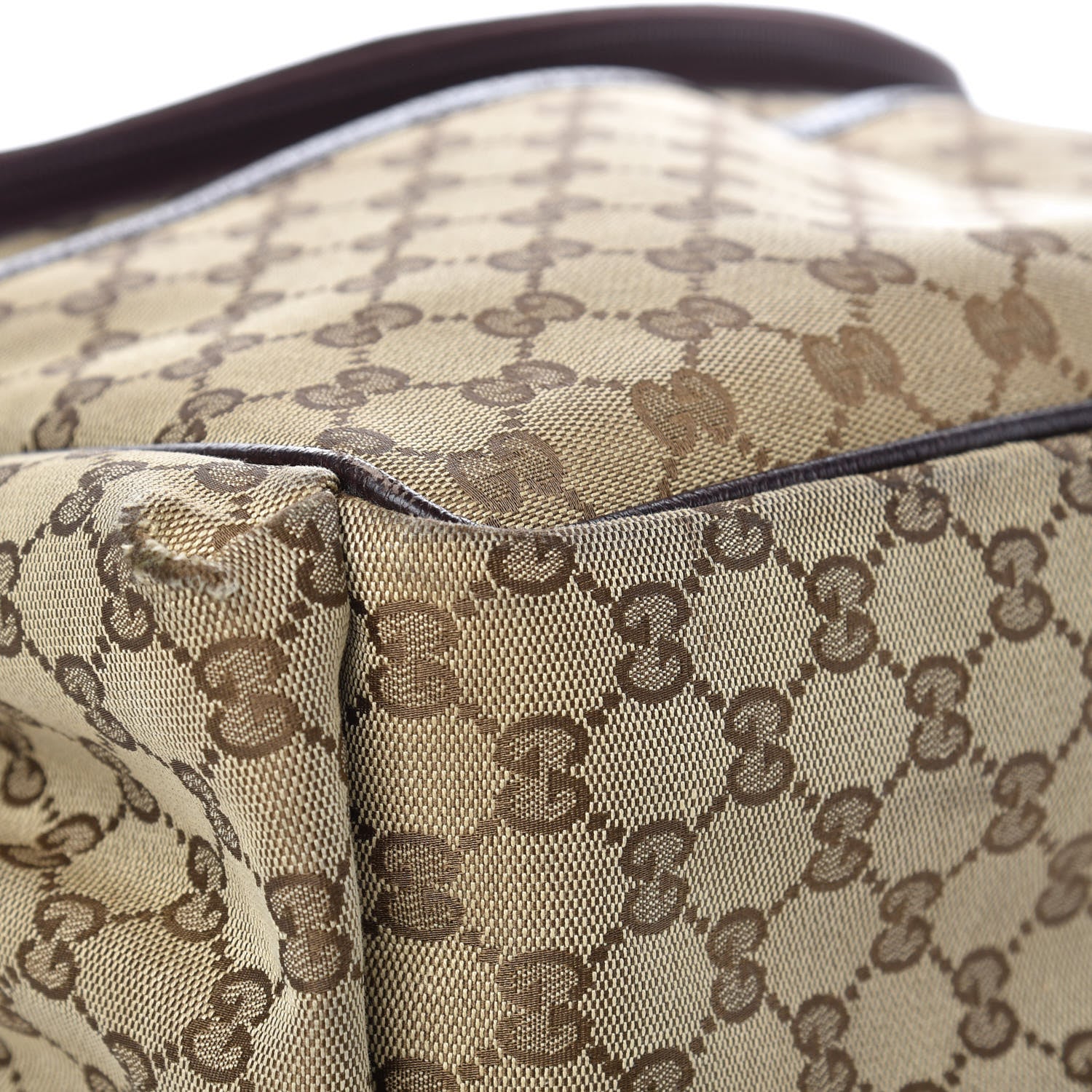 Gucci Monogram Natural Pigskin Large Diaper Bag Beige Ebony Cocoa Dark Chocolate 12 of 18