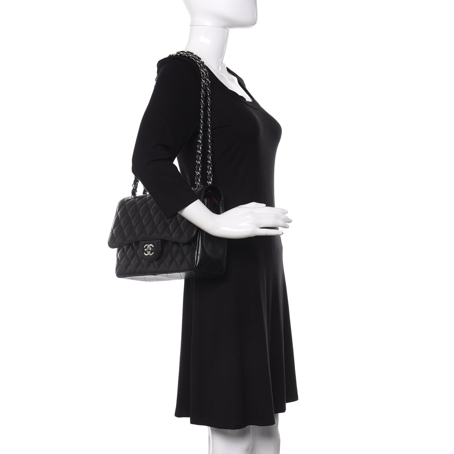 Caviar Quilted Jumbo Double Flap Black