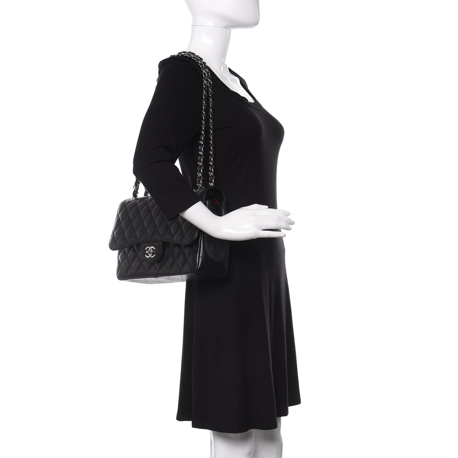 Chanel Caviar Quilted Jumbo Double Flap Black 2 of 9