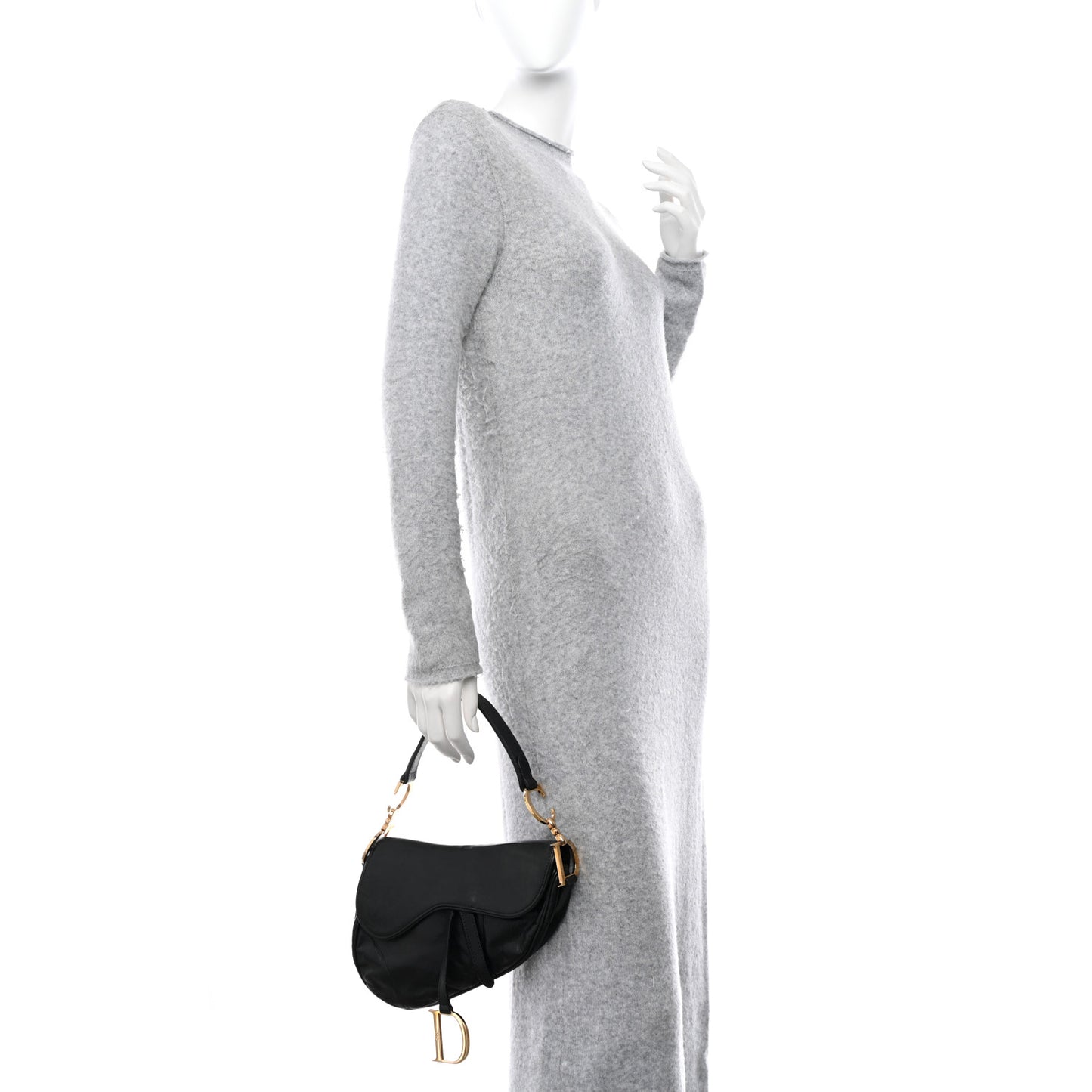 CHRISTIAN DIOR Calfskin Saddle Bag Black