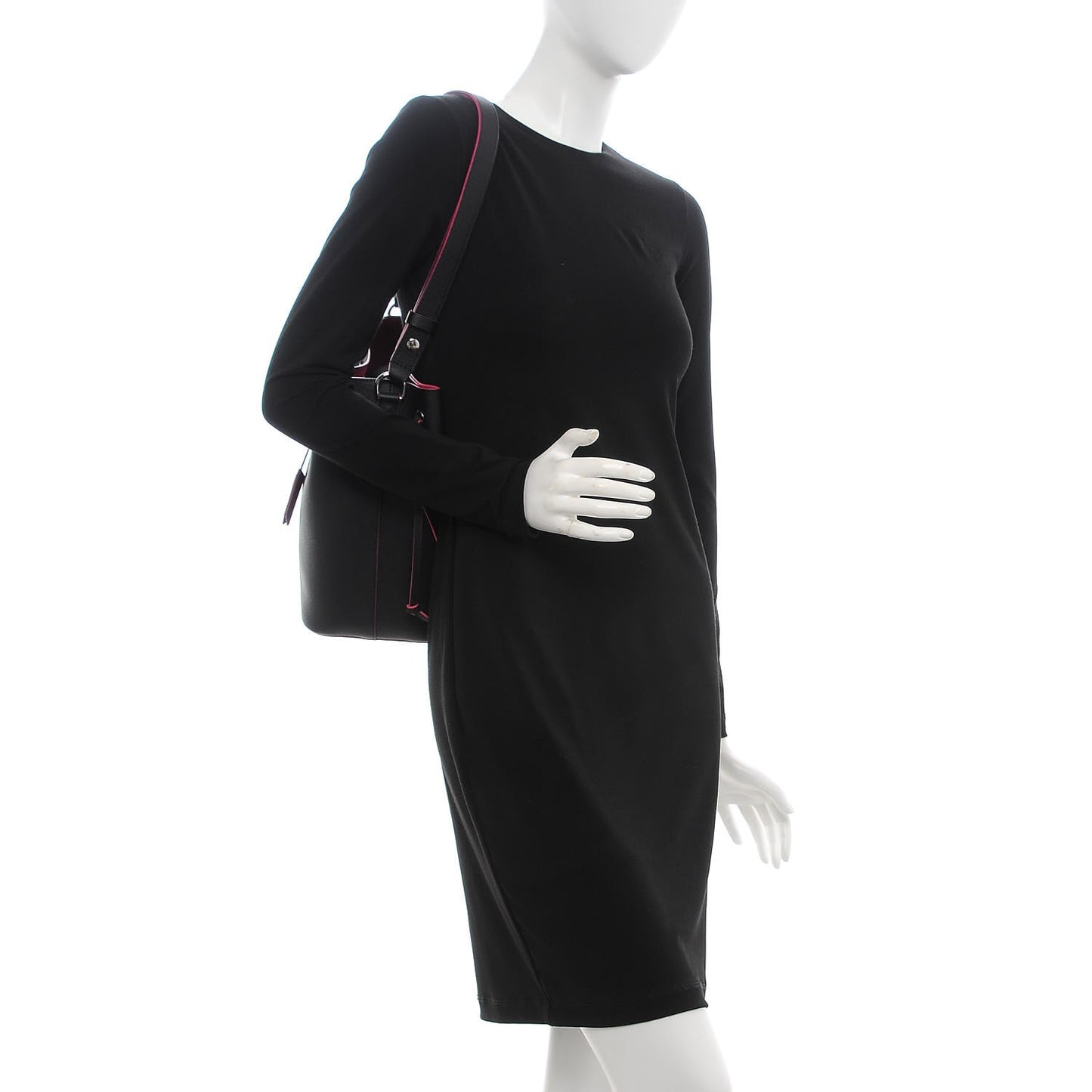 Calfskin Lockme Bucket Black