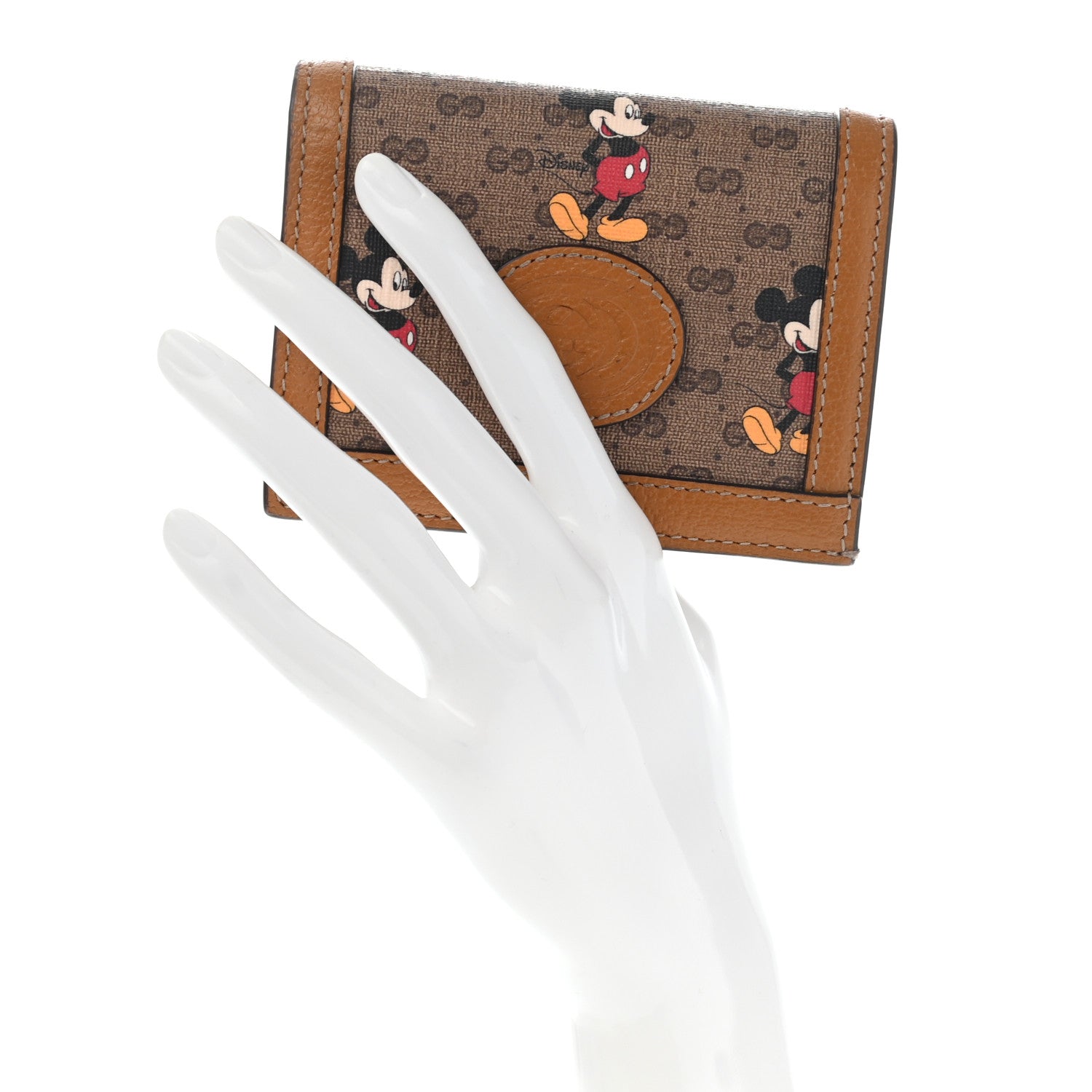 Gucci X DISNEY Mini Vintage GG Supreme Monogram Mickey Mouse Card Holder Wallet Beige Vintage Sun Oil 2 of 8
