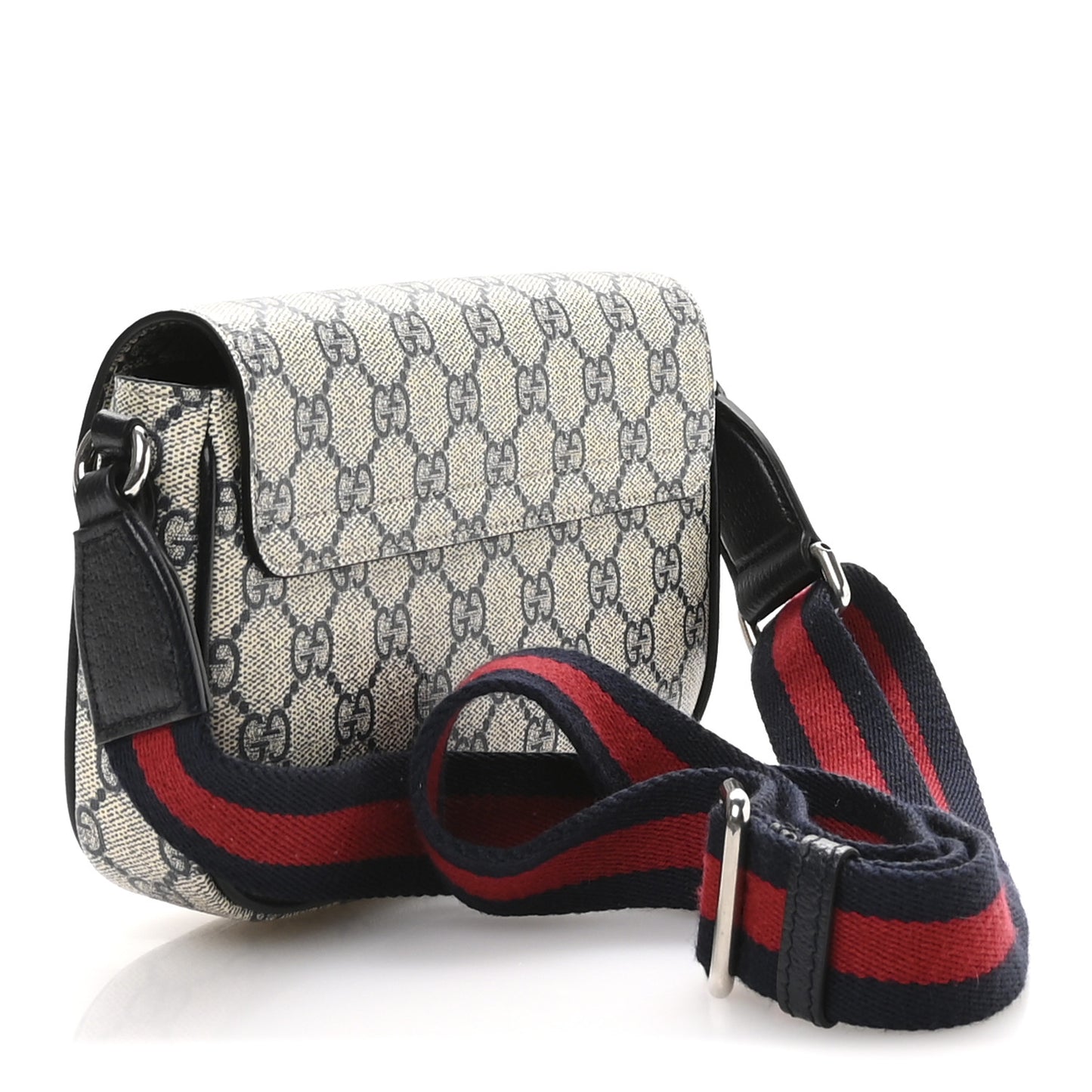 GG Supreme Monogram Textured Dollar Calfskin Web Mini Ophidia Envelope Shoulder Bag Beige Blue