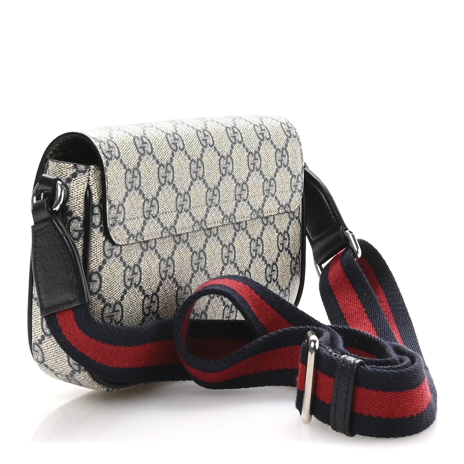 Gucci GG Supreme Monogram Textured Dollar Calfskin Web Mini Ophidia Envelope Shoulder Bag Beige Blue 3 of 11