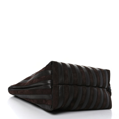 Chloe Calfskin Suede Striped Nella Tote Brown 4 of 9