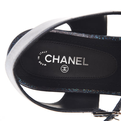 Chanel Fantasy Lambskin CC Chain Thong Sandals 40 Blue Black 7 of 9