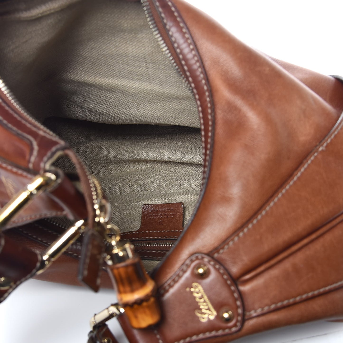 Calfskin Bamboo Horsebit Hobo Brown