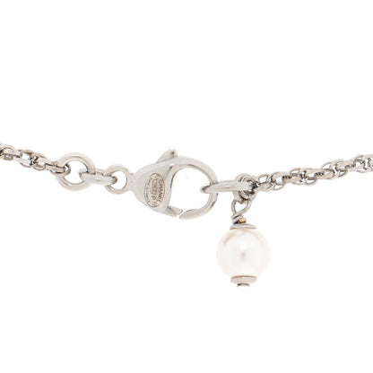 Chanel Pearl Crystal CC Pendant Necklace Silver 5 of 5