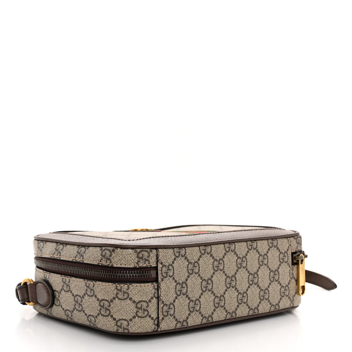 GG Supreme Monogram Web Small Ophidia Top Handle Shoulder Bag Brown