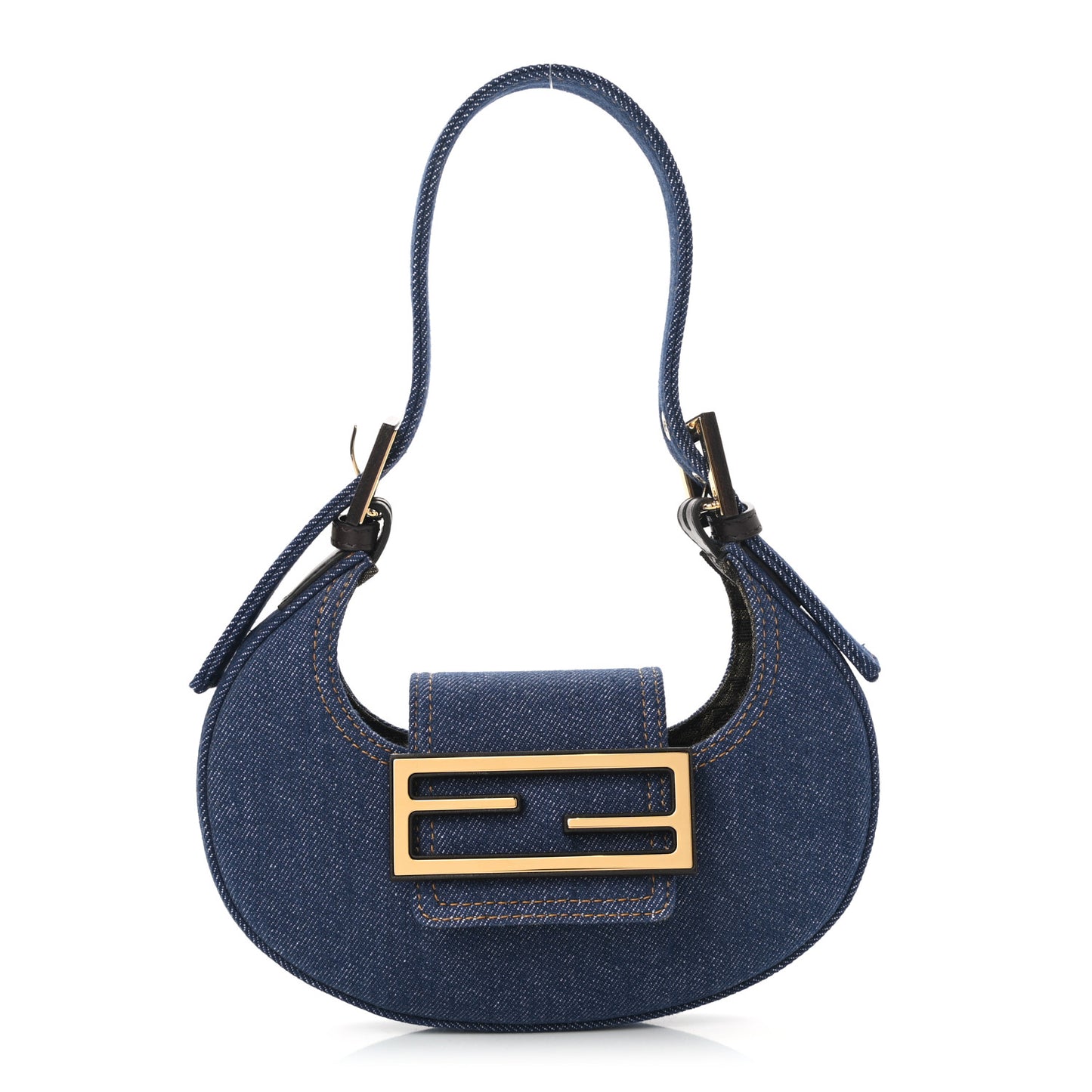 Denim Vitello King Cuoio Mini Cookie Hobo Bag Blue Ebano
