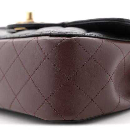 Chanel Calfskin Quilted Small Strap Into Flap Bag Black Burgundy 10 of 10