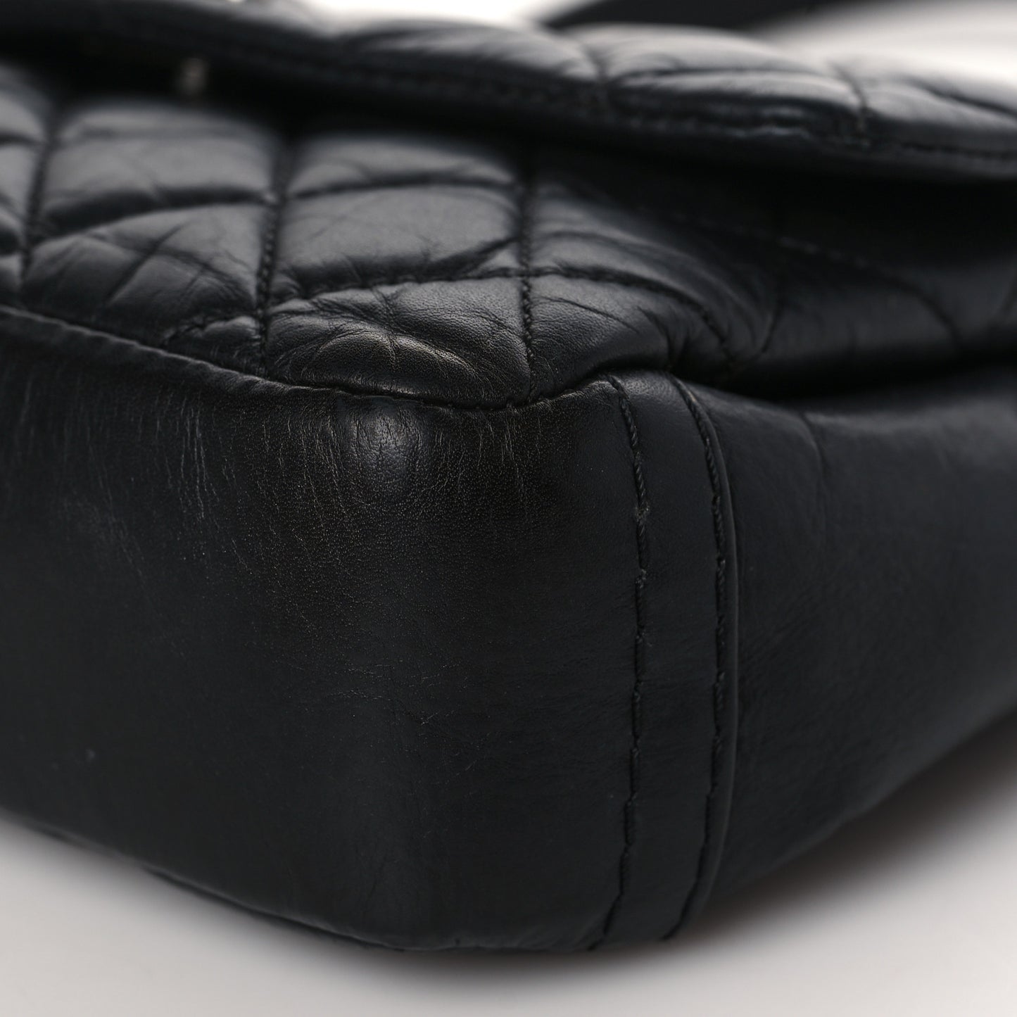 Aged Calfskin Quilted Mini Lady Pearly Flap Black