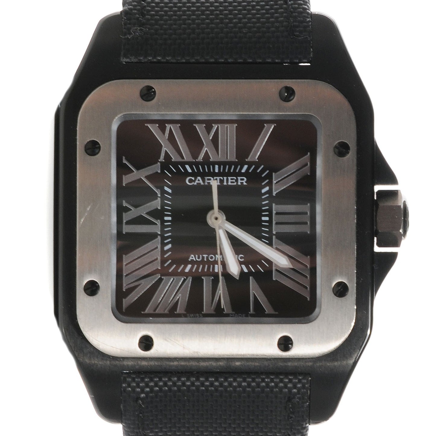 ADLC Titanium Nylon 38mm Santos 100 Chronograph Automatic Watch Black
