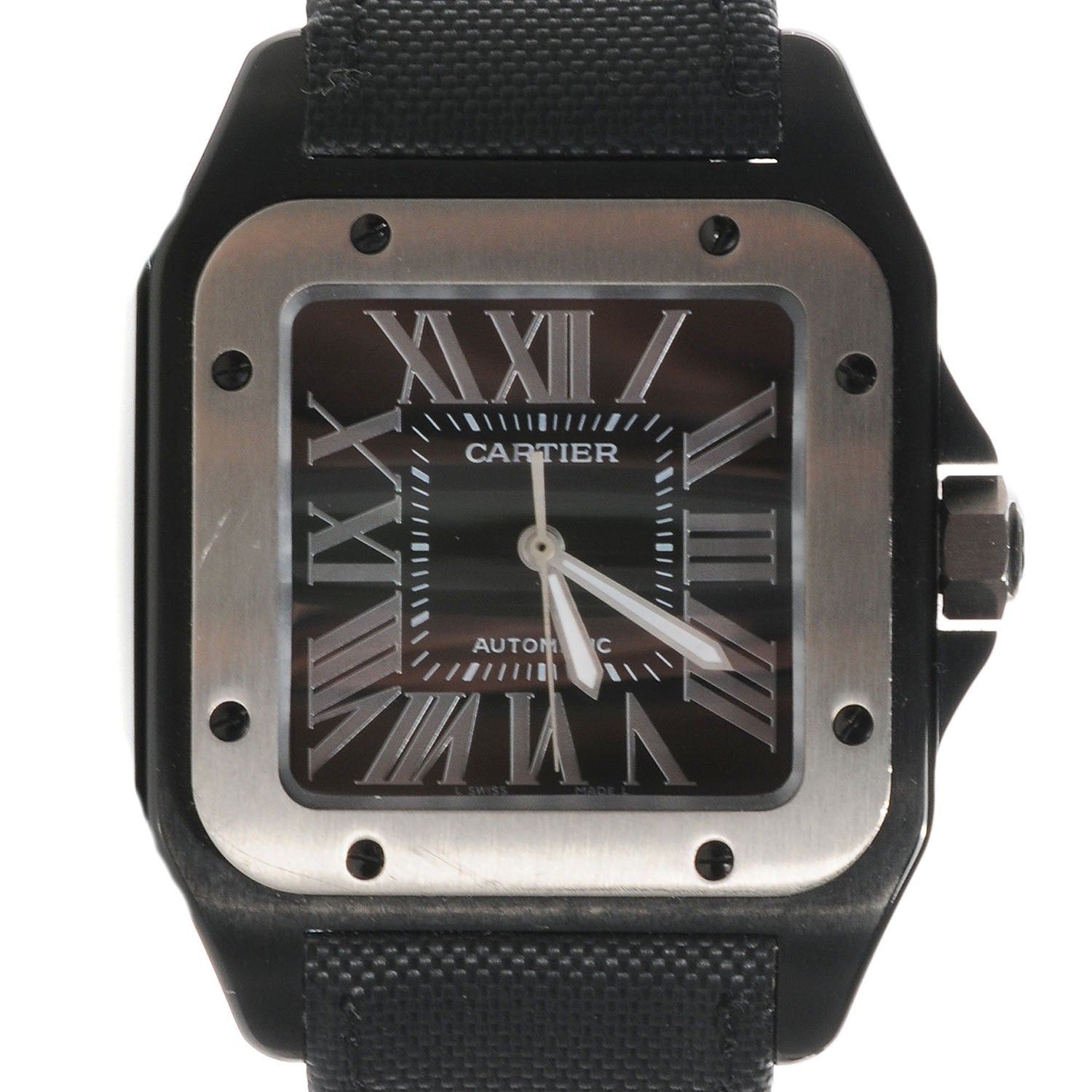 Cartier ADLC Titanium Nylon 38mm Santos 100 Chronograph Automatic Watch Black 1 of 8