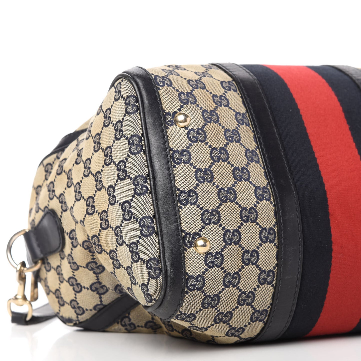 Monogram Selleria Calfskin Vintage Web Medium Boston Beige Blue