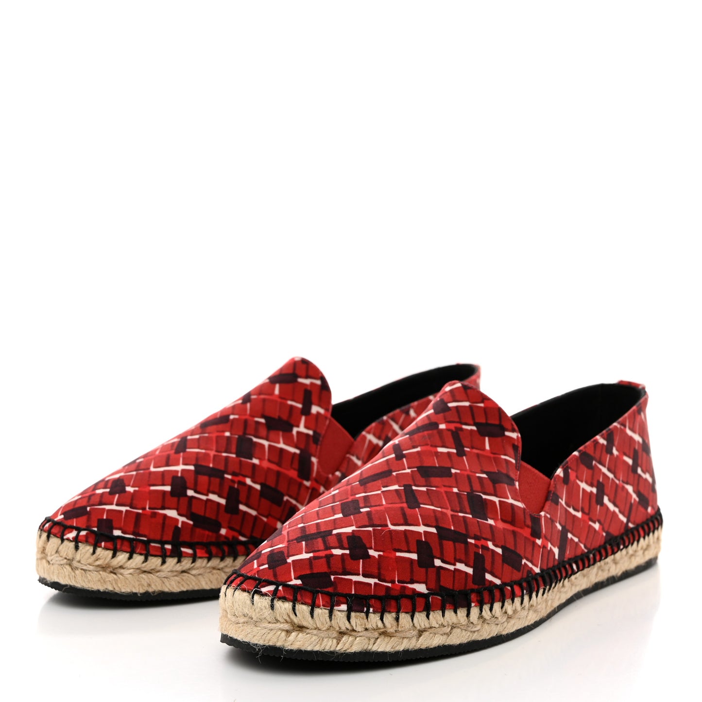 Satin Micro Square Grid Espadrille 40 Red Multicolor