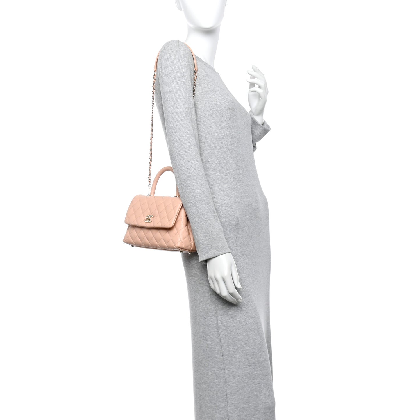 Caviar Quilted Mini Coco Handle Flap Light Pink