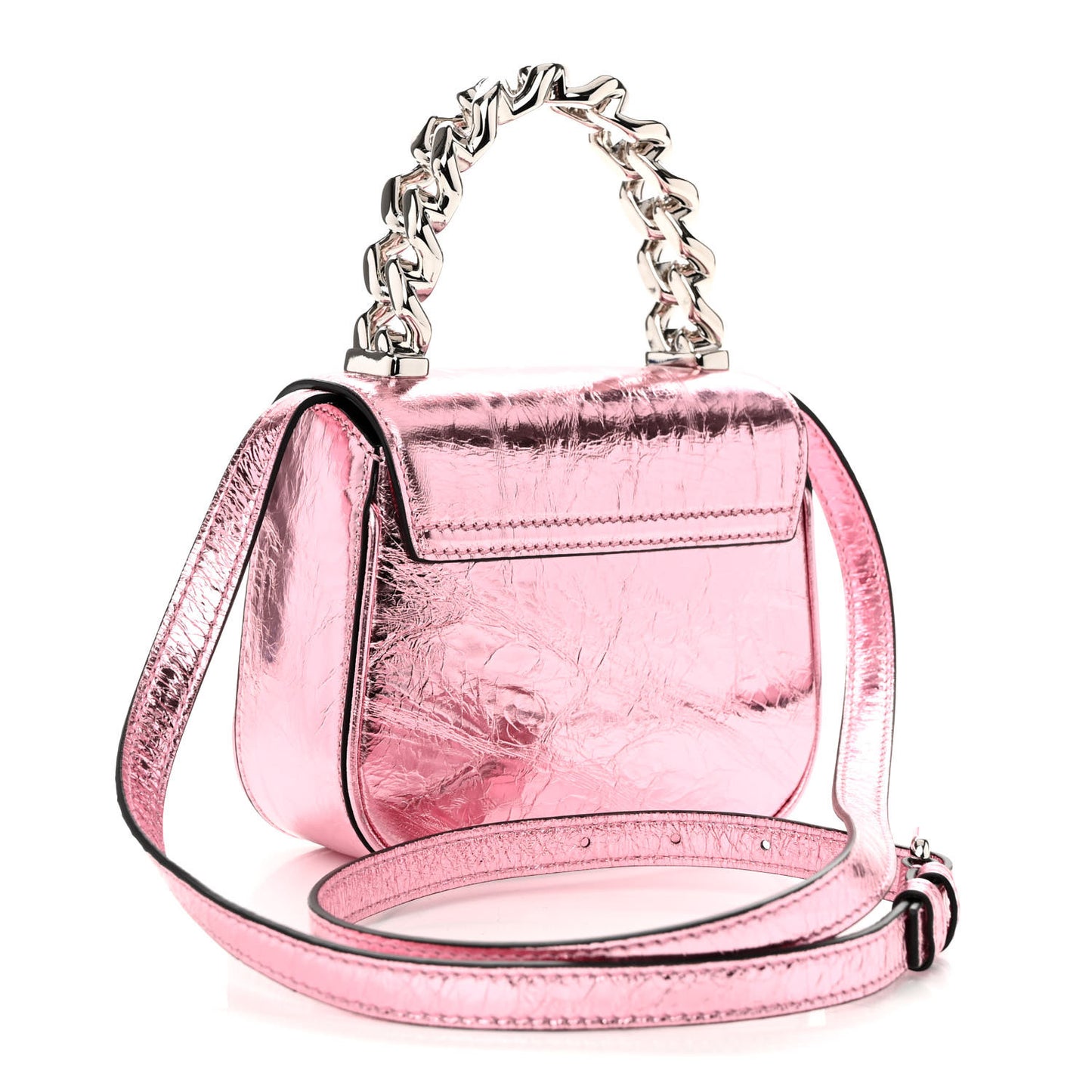 Metallic Crackled Lambskin Mini La Medusa Bag Pink