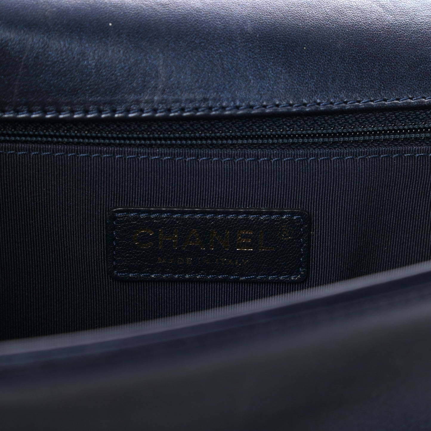Lambskin Embossed New Medium Boy Cube Flap Navy