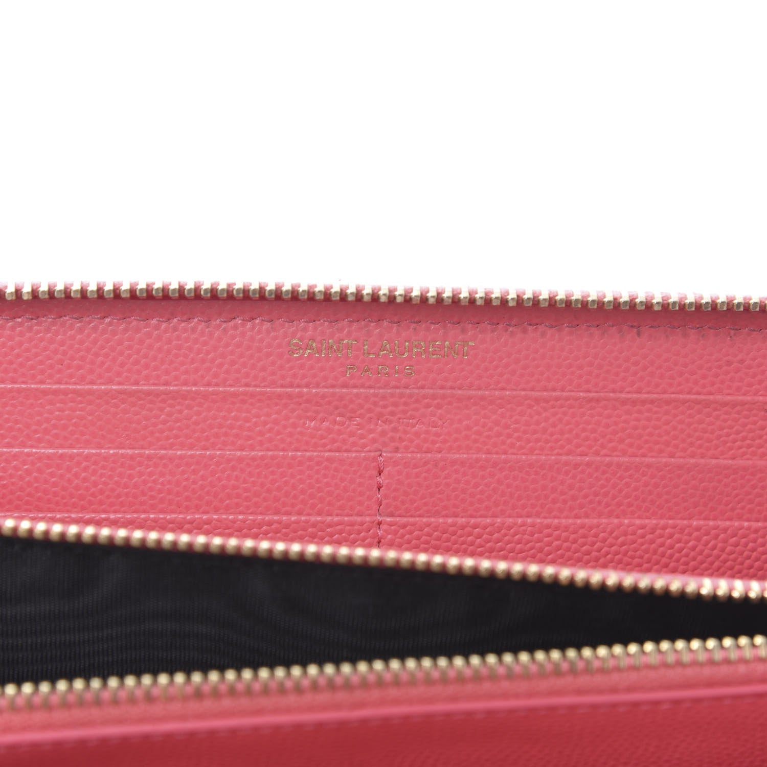 Saint Laurent Grain De Poudre Matelasse Chevron Monogram Zip Around Wallet Bubblegum 8 of 13