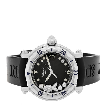 Chopard Stainless Steel Rubber Diamond 38mm Happy Sport Fish Quartz Watch Black 2 of 4