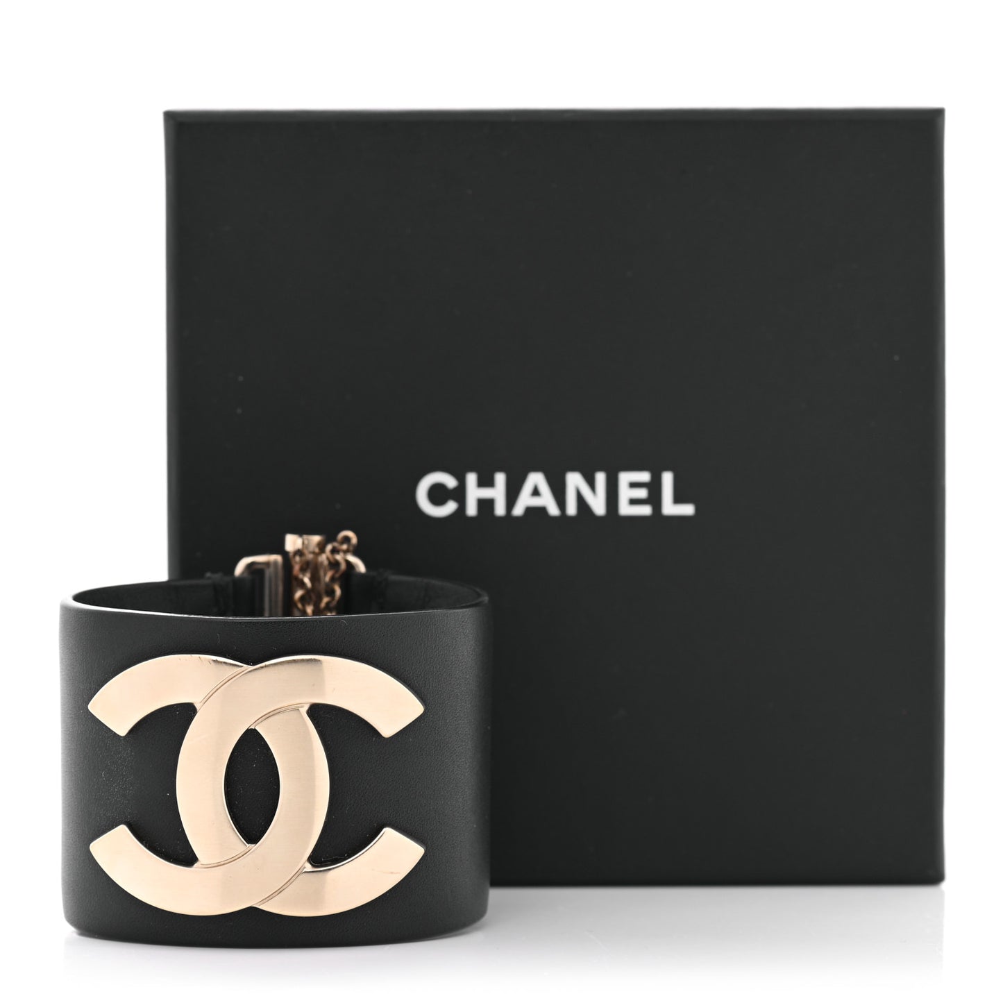Calfskin CC Wide Cuff S Black Gold